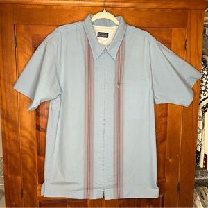 Patagonia VTG. Y2K Guayabera Cubavera Sideburn Rhythm Zip Front Shirt Aztec